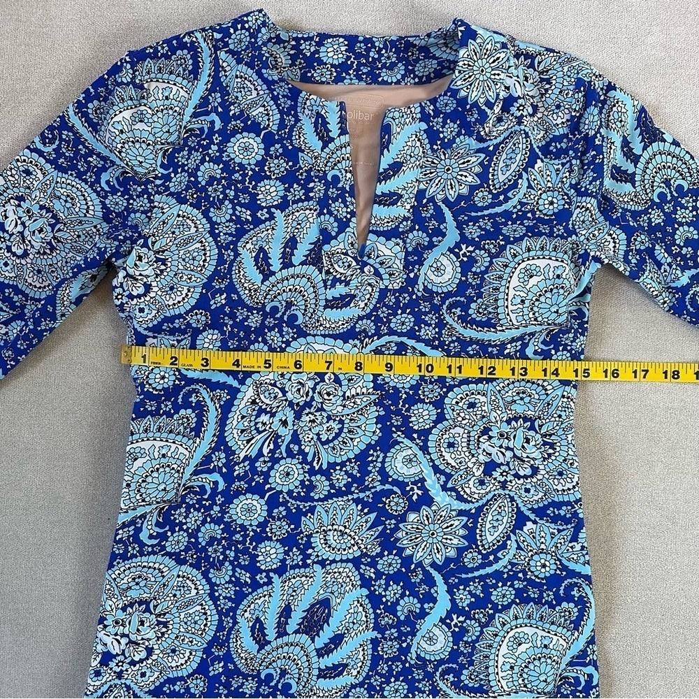 Coolibar Hokulani Ruche Swim Shirt Blue print. XXS. UPF 50+ - Picture 7 of 11